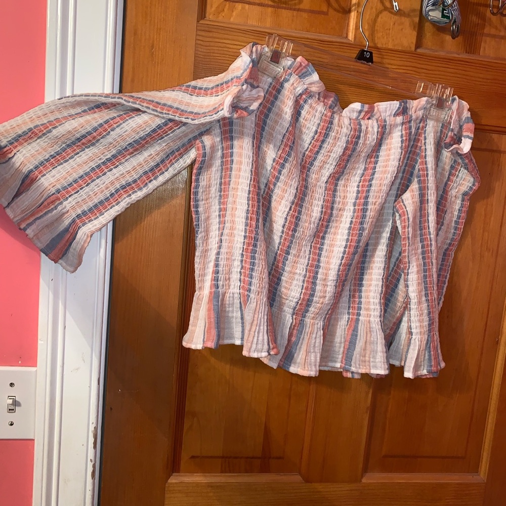 Stripped Off the Shoulder Shirt
